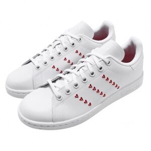 Adidas Stan Smith J Heart Red Hearts Love Embroidered l Valentines Sneakers 7 6